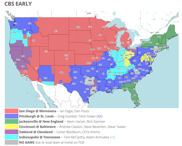 what channel is the early nfl game on today