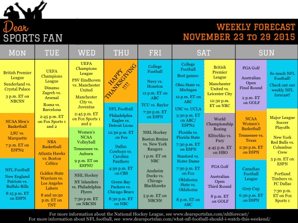 How to plan for the week of Nov 23-29, 2015